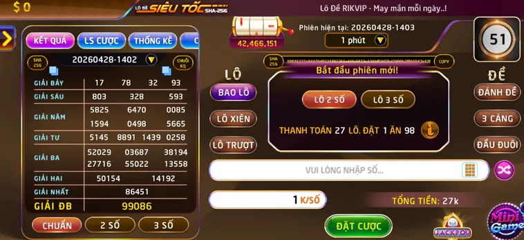 Lô Đề Siêu Tốc Tại RikVip Đỉnh Cao Giải Trí Với Kết Quả Trả Về Cực Nhanh