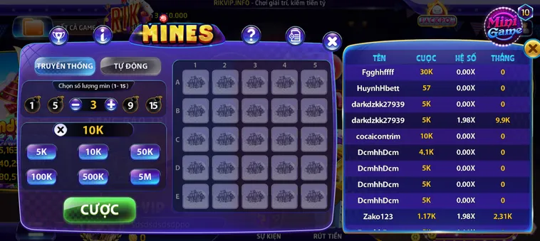 Minigame Mines Tại RikVip Siêu Phẩm Giải Trí Với Cuộc Phiêu Lưu Săn Kho Báu Đầy Mạo Hiểm