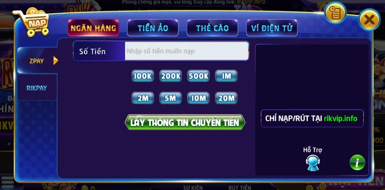 Hướng dẫn nạp tiền bằng tài khoản ngân hàng - an toàn - bảo mật - tiện lợi.